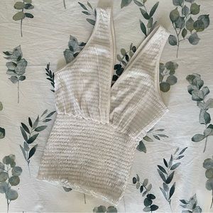 *NWT* Caution to the Wind Smocked White Tank Top